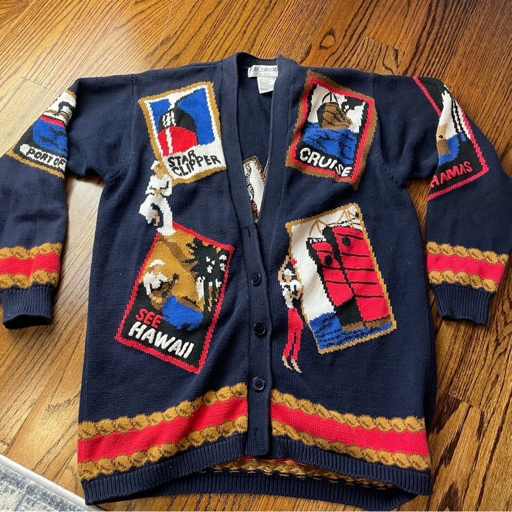 JH Collectibles Navy Blue Cardigan Cruise Themed